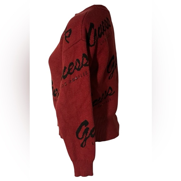 Guess Women's Bold Red Logo Sweater with mini rhinestone embellishment - Picture 4 of 10